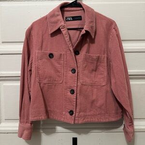 Zara corduroy cropped shacket in dusty rose